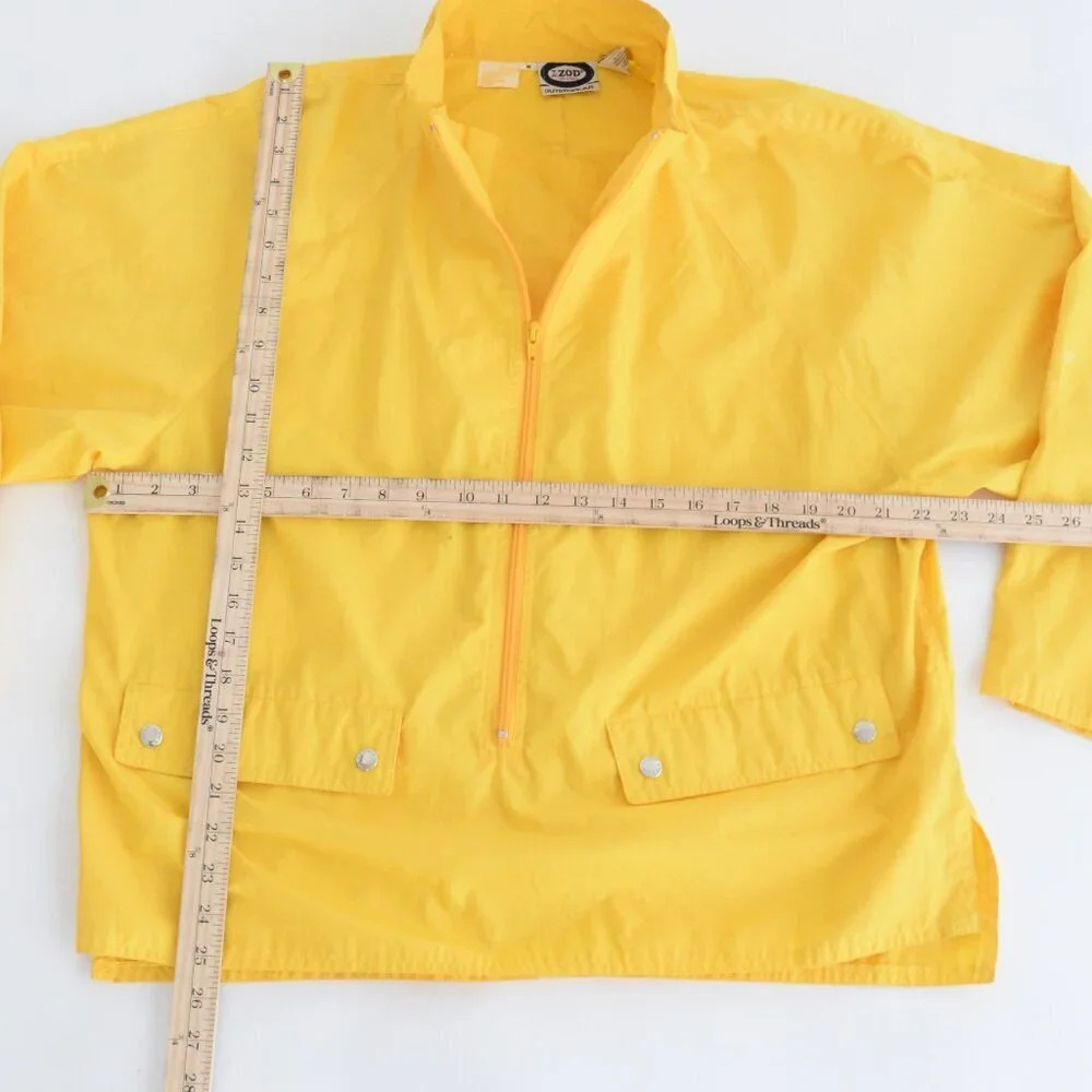 Vintage 90s Izod  Outerwear Yellow Three Quarter Zip Windbreaker Pullover M - Picture 4 of 13